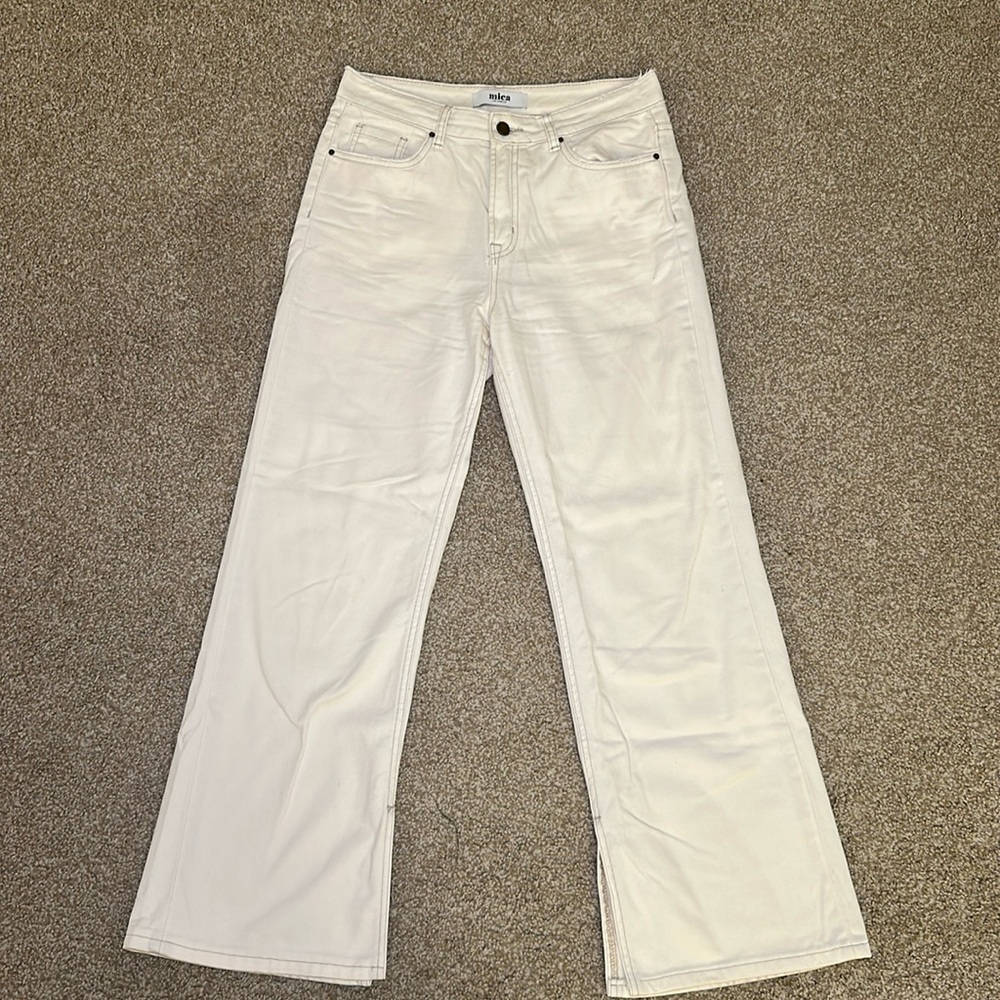 Mica cream color jeans with slit ankle